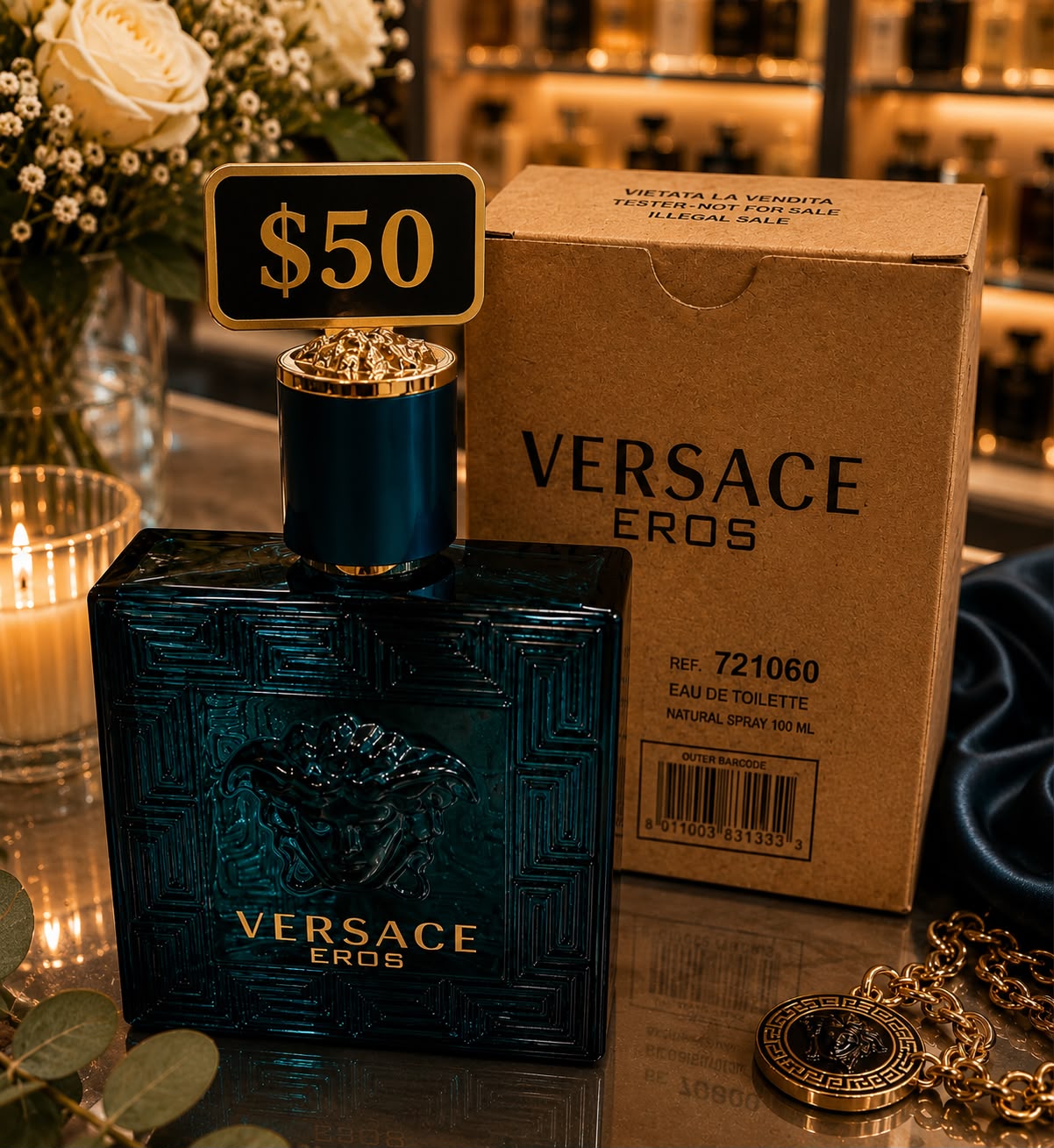 Versace Eros Eau de Toilette – 100 ml (3.4 FL OZ) 💙✨