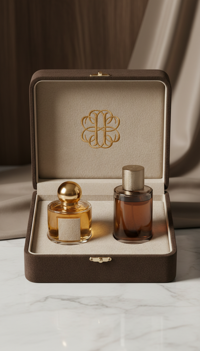 Estuche de terciopelo con monograma personalizado